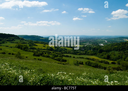 Vue du point de vue service Barrow vers Brockworth et de Gloucester au-delà Banque D'Images