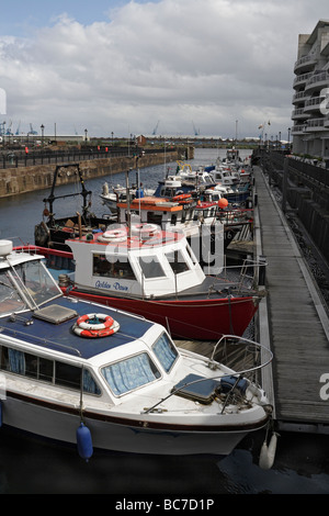 Bateaux amarrés dans un ancien quai à graving, baie de Cardiff, pays de Galles Banque D'Images