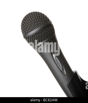 / Vocal microphone karaoke sur fond blanc Banque D'Images