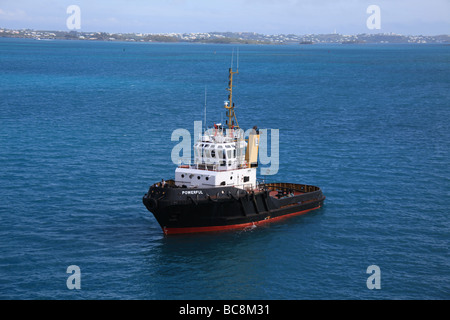 Tug boat dans l'excellent son, quai de la Marine royale, les Bermudes Banque D'Images