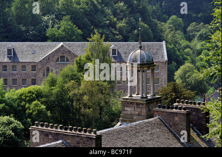 La Coupole sur de nouveaux bâtiments et de l'usine numéro 1, New Lanark. Lanarkshire, Écosse, Royaume-Uni, Europe. Banque D'Images