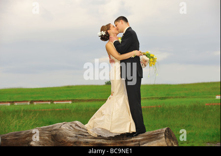 Couple de mariage, les gens, heureux, portrait, communication non violente Banque D'Images