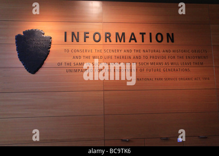 L'arrière de l'inscription au bureau des rangers Craig Thomas Découverte & Visitor Centre Banque D'Images