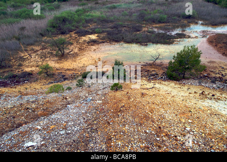 Colline Metallifere, Toscane. Zone contaminée à partir de déchets miniers Banque D'Images