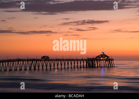 Imperial Beach Municipal Wharf près de San Diego, Californie, USA - au coucher du soleil Banque D'Images