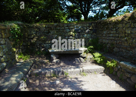 Boswarthen Chapelle Celtique également connu sous le nom de Madron baptistère, près du village de Madron, Cornwall, England, UK Banque D'Images