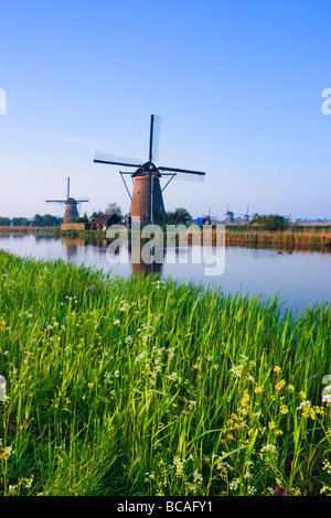 Les moulins à vent à la Kinderdijk, Pays-Bas Banque D'Images