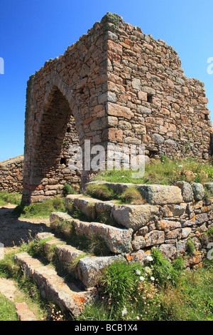 Ruines du château de Grosnez à Grosnez Point, Jersey Channel Island, United Kingdom Banque D'Images