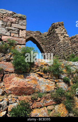 Ruines du château de Grosnez à Grosnez Point, Jersey Channel Island, United Kingdom Banque D'Images