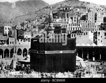 L'Arabie saoudite à la Kaaba pèlerins historique dans la Grande Mosquée de la Mecque Banque D'Images