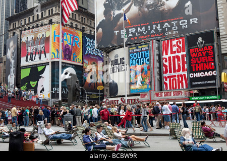 Time Square NYC le dimanche Banque D'Images