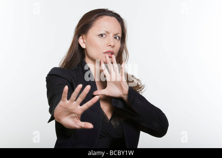 Studio portrait asiatique femme émotion expressive Banque D'Images