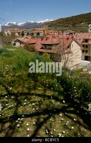 Village de printemps dans les montagnes des Pyrénées en Espagne Banque D'Images