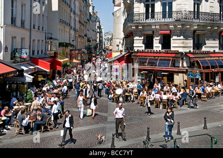 Beaubourg Les Halles Rue Montorgueil Restaurant Terras Forum Paris rue Rambuteau Banque D'Images