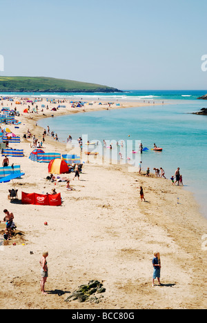 Été à plage de Crantock près de Newquay en Cornouailles, Royaume-Uni Banque D'Images