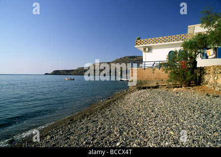 Grèce, Crète, plage de Kato Zakros, maison Banque D'Images