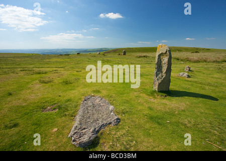 Mitchell's Mitchells fois Stone Circle en mai sunshine Shropshire Hills England UK GB British Isles Banque D'Images