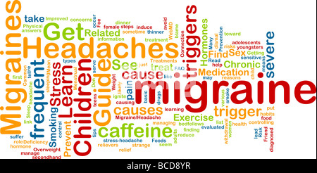 Mot concept cloud illustration de migraine Banque D'Images