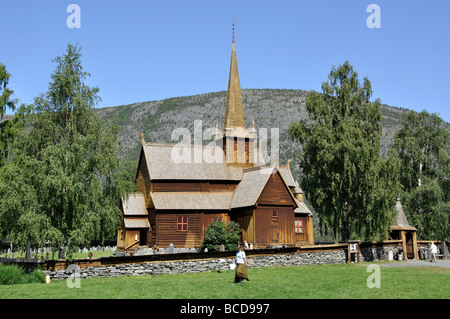 12e siècle LOM Stave Church, LOM, Innlandet County, Norvège Banque D'Images