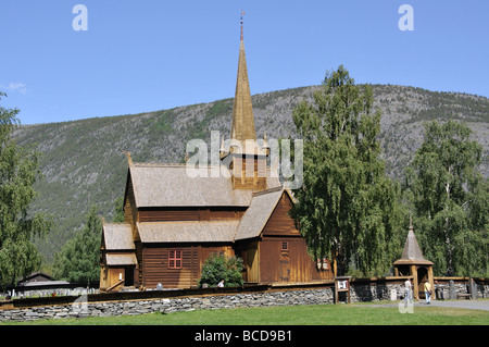 12e siècle LOM Stave Church, LOM, Innlandet County, Norvège Banque D'Images