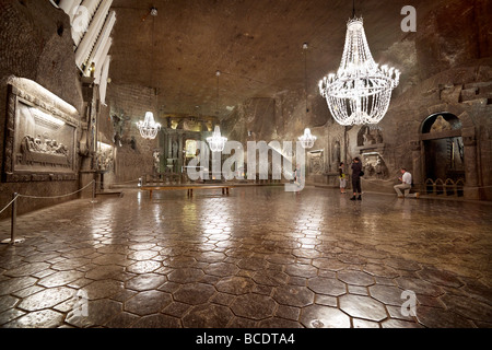 Mine de sel de Wieliczka, la Chapelle Sainte Kinga, Cracovie, Pologne l'UNESCO Banque D'Images