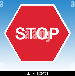 Le trafic routier d'arrêt rouge signe isolé sur fond blanc Banque D'Images
