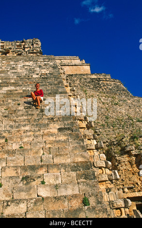 Le Mexique, l'état du Yucatan. Les ruines mayas d'Uxmal. La fin du site maya classique d'Uxmal date d'avant le 10e siècle. Banque D'Images