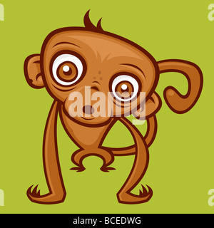 Vector cartoon monkey illustration. Banque D'Images
