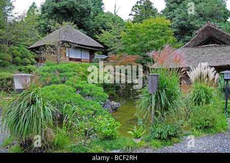 Dans une maison de thé vert jardin Banque D'Images