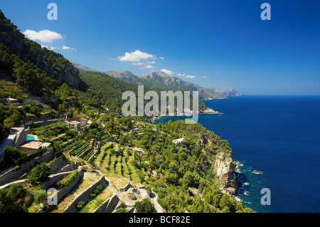 Vue depuis le Mirador de ses dessins animés, Mallorca, Espagne Banque D'Images