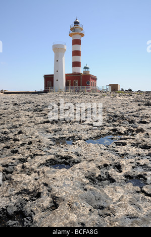 Leuchtturm Faro del Toston, Fuerteventura, Espagne Banque D'Images