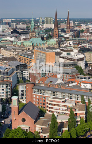 L'Allemagne, l'État de Hambourg, Hambourg, vue de la tour de l'église Michaeliskirche Banque D'Images