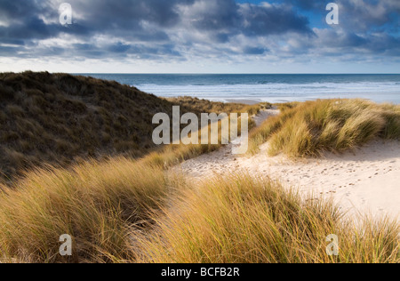 Dunes de sable de la baie de Holywell Cornouailles du Nord Banque D'Images