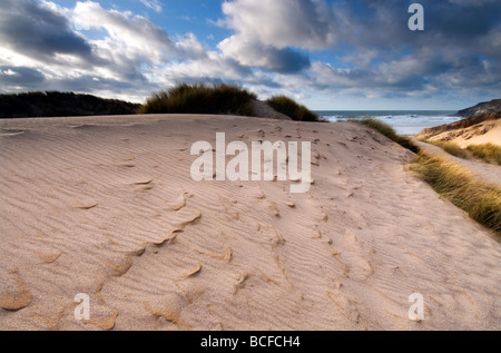 Dunes de sable de la baie de Holywell Cornouailles du Nord Banque D'Images