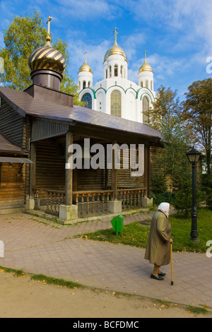 La Russie, Kaliningrad, la ploshchad Pobedy (Pobedy Square), la Cathédrale de Christ le Sauveur Banque D'Images