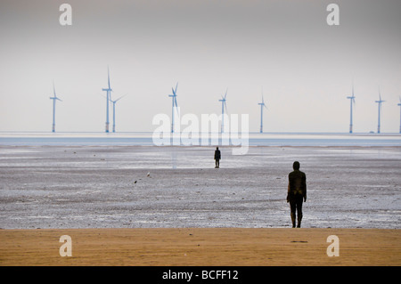 Royaume-uni, Angleterre, Merseyside, Crosby Beach, Anthony un autre lieu Gormleys Banque D'Images