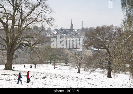 Royaume-uni, Angleterre, Londres, Hampstead Heath dans la neige Banque D'Images