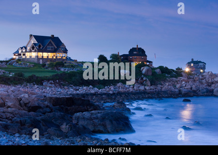 USA, Massachusetts, Cape Ann, Gloucester, Bass Rocks maisons Banque D'Images