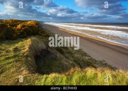 Vue depuis les falaises à Dunwich sur la côte du Suffolk Banque D'Images