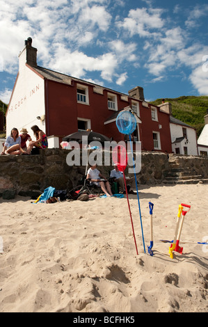 Ty Coch Inn pub sur la plage de Porth Dinllaen Péninsule Lleyn North Wales UK Banque D'Images