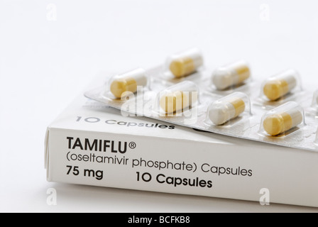 L'Oseltamivir, Tamiflu, un médicament antiviral qui est utilisé pour traiter la grippe A et la grippe B y compris la grippe porcine et la grippe aviaire Banque D'Images