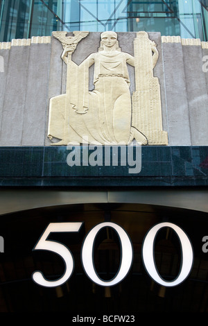 Entrée art déco à 500 Fifth Avenue, New York City, USA Banque D'Images