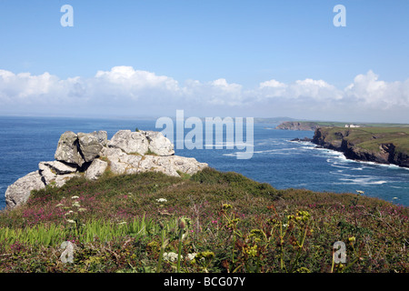 Vue de la côte du sud-ouest de sentier du littoral entre meneau et meneau cove Banque D'Images