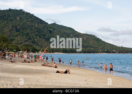 La plage de Lamai à Koh Samui, Thaïlande Banque D'Images