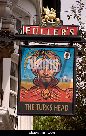 L'enseigne de pub des Turks Head à twickenham célèbre pour Ringo Starr downs une pinte au cours d'une dure journée de nuit Banque D'Images