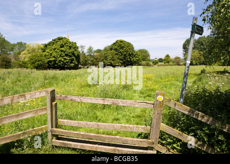 Un montant sur un sentier public à côté de la rivière Severn à Ashleworth, Gloucestershire Banque D'Images