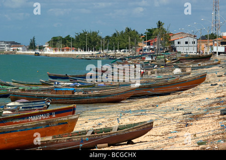 Des bateaux de pêche à la rivière Cureau Camocim Ceara Brésil Banque D'Images