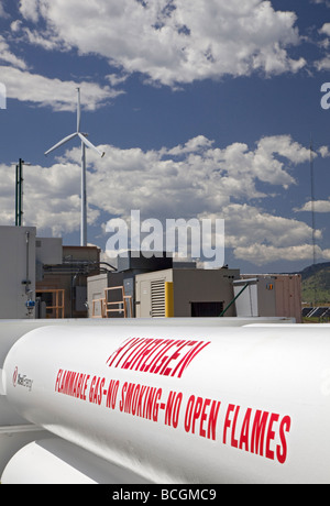 L'énergie éolienne est convertie en hydrogène au National Renewable Energy Laboratory's Wind Technology Center. Banque D'Images