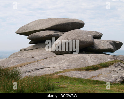 Rochers sur le bord de la carrière de Cheesewring Cornwall Bodmin Moor Banque D'Images