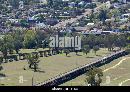 Pont de chemin de fer historiques en bois 1903 Prince Alfred gauche et droite 1896 Viaduc Pont Gundagai le sud de la Nouvelle-Galles du Sud Australie Banque D'Images